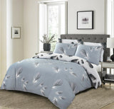 Feather Print Duvet Cover Set 200 Thread Count 100% Cotton Double King Super king Bed Size - Threadnine