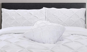 White Pin Tuck Duvet Cover With Pillow Cases 100% Cotton Bedding Sets Single Double King Super King All Sizes