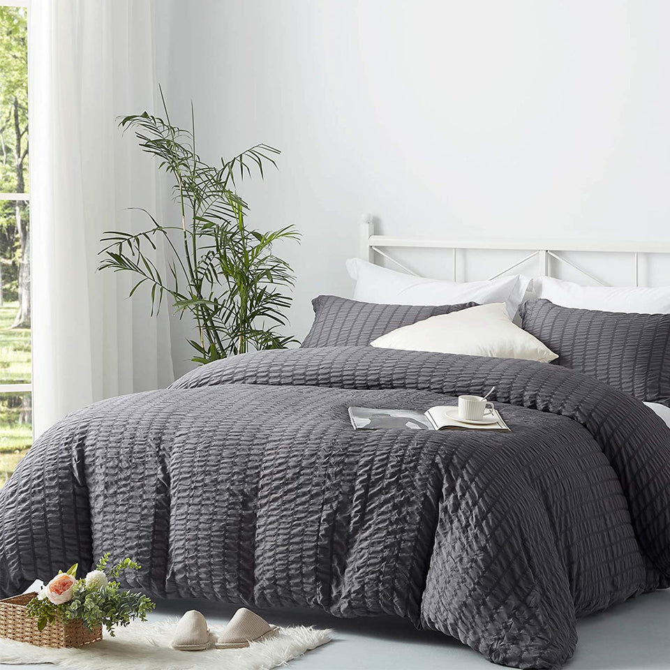 Seersucker Duvet Cover With Pillow Cases 100% Egyptian Cotton Bedding –  miasbedding