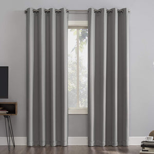 Thermal Blackout Ring Top Eyelet Curtains Ready Made Black Grey 2 Panels Curtain for Bedroom