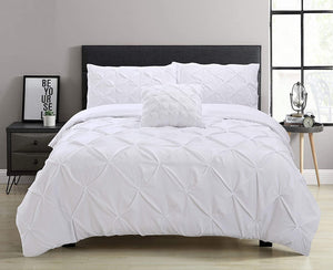 White Pin Tuck Duvet Cover With Pillow Cases 100% Cotton Bedding Sets Single Double King Super King All Sizes