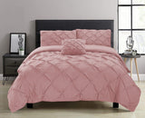 Dusky Pink Pin Tuck Duvet Cover With Pillow Cases 100% Cotton Bedding Sets Single Double King Super King All Sizes