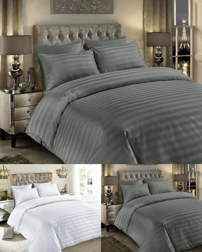 600 Thread Count Stripe Duvet Cover with Pillow Cases 100% Egyptian Cotton Bedding Sets