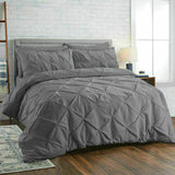 Diamond Pinch Pleated Pintuck Duvet Cover Set 100% Egyptian Cotton Double King Super King Size