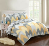 Luxury Yellow / Grey Duvet Cover Set 100% Cotton Reversible Bedding Sets Double King Size - Threadnine