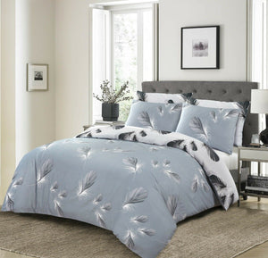 Feather Print Duvet Cover Set 200 Thread Count 100% Cotton Double King Super king Bed Size - Threadnine