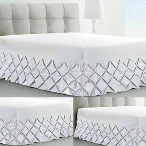 Luxury Pin Tuck Fitted Valance Sheet 100% Cotton Single Double Super King Size